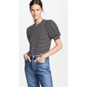 FRAME Denim Balloon Sleeve Tee Stripe Top